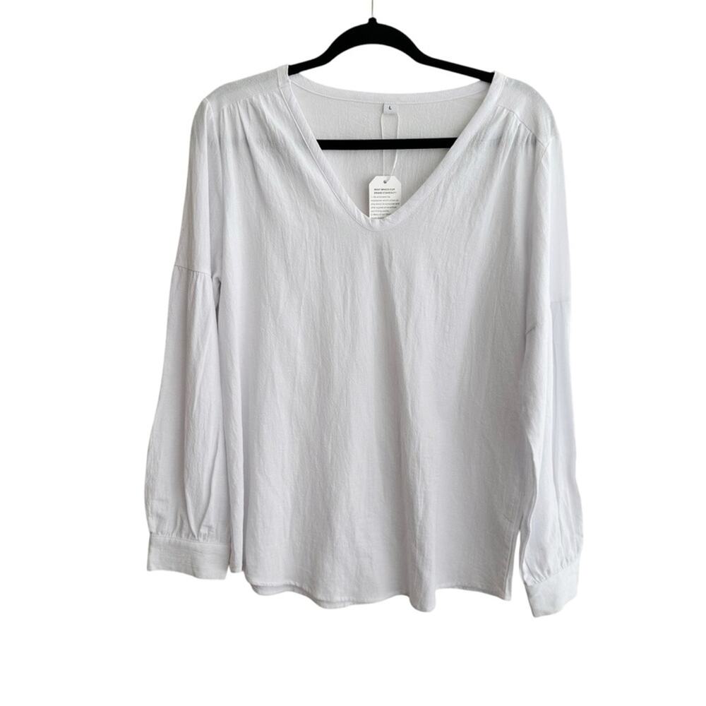 Lightweight Pullover V-Neck Long Sleeve Relaxed Fit Blouse